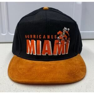 VTG 90s Speedway NCAA Licensed Miami Hurricanes suede bill fitted wool hat Large